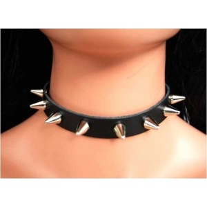Choker piele naturala Tinte Conice 1.5cm - Img 2
