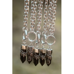 Colier la baza gatului Dark Forest Crystal Fern cu cristal negru placat cu argint 925 - Img 6
