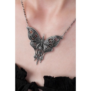 Colier Sanctuary Moth cu motive inspirate de catedralele gotice, placat cu argint 925 - Img 2
