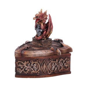 Cutie pentru bijuterii dragon rosu Hoard Defender – decor gotic fantasy ( 10.5 cm ) - Img 2
