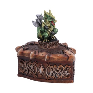 Cutie pentru bijuterii dragon verde Hoard Defender – decor gotic fantasy ( 10.5 cm ) - Img 4