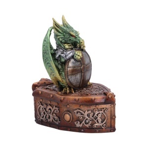 Cutie pentru bijuterii dragon verde Hoard Protector – decor gotic fantasy ( 13.4 cm ) - Img 4