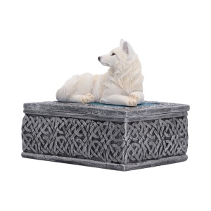 Cutie pentru bijuterii lup Ghost Wolf – decor gotic fantasy ( 10 cm ) - Img 2