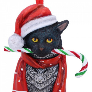 Decoratiune cu agatatoare Pisicuta Candy Cane Cat - Lisa Parker 9 cm - Img 2
