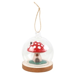 Decoratiune sub glob de sticla Casuta din Ciuperca 10 cm