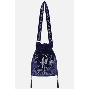 Geanta bucket gotica dark celestial Lunar Eclipse din catifea - Restyle - Img 3
