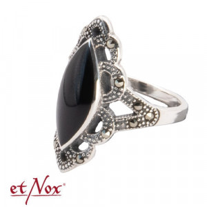 Inel argint cu onix Marcasit Negru 2.7 cm - Img 3