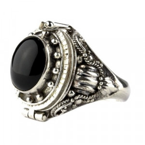 Inel argint Poison Ring cu onix 1.5cm