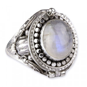 Inel argint Poison Ring cu piatra lunii 1,5cm