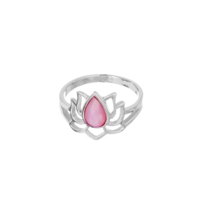 Inel din argint 925 Floare de Lotus cu sidef roz – simbol al puritatii si iubirii - Img 2
