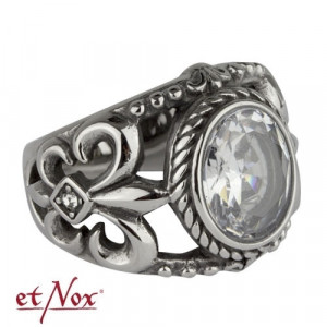 Inel otel inoxidabil cu zirconiu alb Fleur de Lis 2mm - Img 3