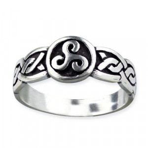 Inel talisman celtic din argint pentru protectie si energie Triskelion