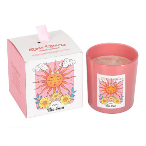 Lumanare cu bucatele de quartz roz The sun - Celestial Dreams (aroma Grepfrut Roz)