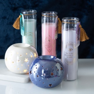 Lumanare cu cristal Quartz roz, cu parfum de trandafir, 21cm - Img 5