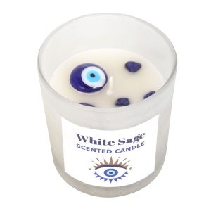 Lumanare parfumata cu aroma de salvie alba si bucatele de Sodalit - All seeing eye/Evil Eye/Ochiul Protector