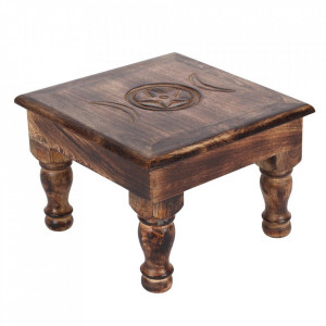 Masuta de altar sculptata din lemn Luna Tripla 30 cm - Img 3