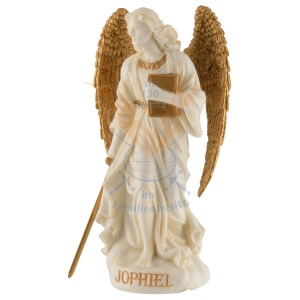 Mini statueta Arhanghelul Jophiel, finisaj alb marmura si auriu, 9 cm - Img 3
