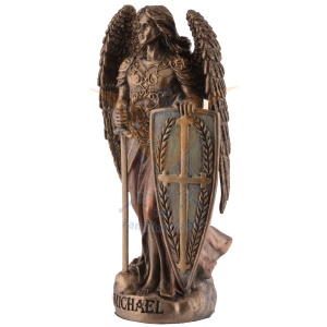 Mini statueta Arhanghelul Mihail, aparatorul omenirii, finisaj bronz, 9 cm - Img 8
