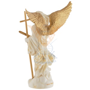 Mini statueta Arhanghelul Zadkiel, finisaj alb marmura si auriu, 10 cm - Img 7