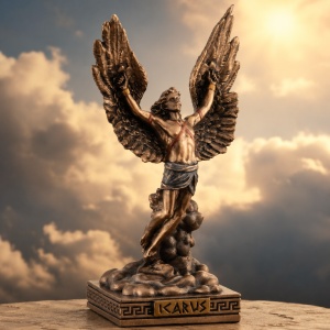 Mini statueta Icar – Zborul catre Soare, finisaj bronz, statueta din mitologia greaca 9 cm