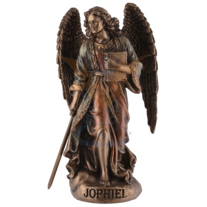 Mini statueta Jophiel, arhanghelul frumusetii divine si al intelepciunii, finisaj bronz, 9 cm