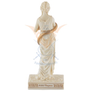 Mini statueta rasina cu finisaj alb marmura, mitologia greaca, Hygieia, zeita sanatatii - Img 5