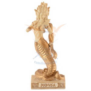 Mini statueta rasina cu finisaj alb marmura, mitologia greaca, Medusa