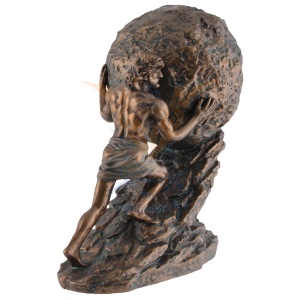 Mini statueta rasina cu finisaj bronz, mitologia greaca, Sisif si Lupta Eterna - Img 3