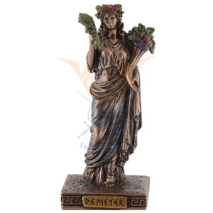 Mini statueta rasina cu finisaj bronz, mitologia greaca, zeita recoltei Demeter