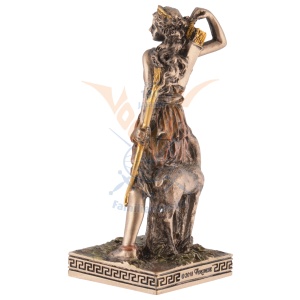 Mini statueta rasina cu finisaj bronz, mitologia greaca, zeita vanatorii Artemis - Img 3