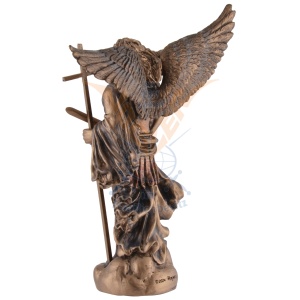 Mini statueta Zadkiel, arhanghelul iertarii, finisaj bronz, 10 cm - Img 6