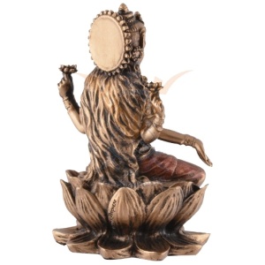 Mini statueta zeita Hindusa Lakshmi, finisaj bronz, 5x8 cm - Img 4