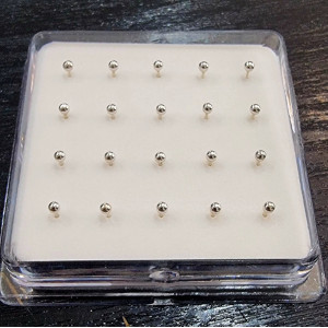 Cercei studs piercing pentru nas din argint, set de 20 buc Origine Spania. Dimensiune: ca. 2mm