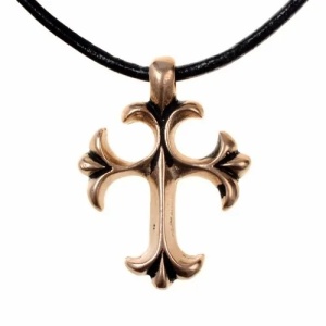 Pandantiv amuleta din bronz Crucea Medievala 3.5 cm