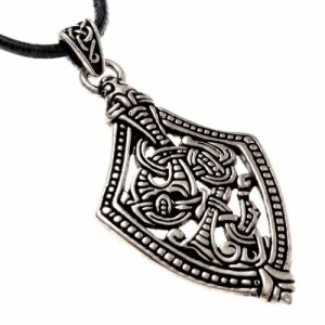 Pandantiv amuleta vikinga din bronz placat cu argint Garda 5.5 cm - Img 1