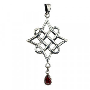 Pandantiv argint Elfish Knot cu zirconiu rosu 3.8cm