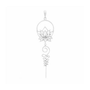 Pandantiv argint Unalome cu Floare de Lotus, talisman pentru ghidare si sens, 6 cm