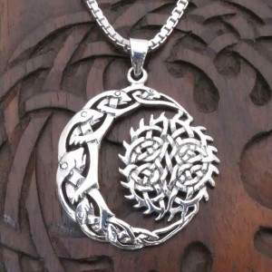 Pandantiv celtic argint Luna si Soare 4.4cm
