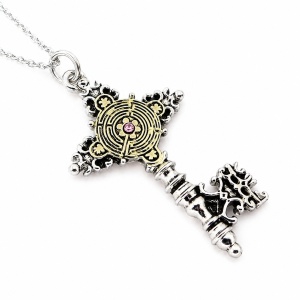 Pandantiv Cheia Secreta placat cu argint - talisman pentru cunoastere si intuitie, 3.7 cm