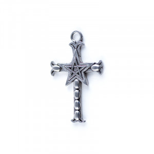 Pandantiv Cruce cu pentagrama, talisman pentru protectie impotriva energiei negative, 3.6 cm - Img 1