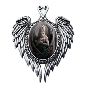 Pandantiv cu aripi de inger, Enchanted Cameos - Inger cu Trandafir, 6.1 cm - Img 1