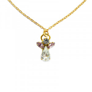 Pandantiv cu lantisor auriu Inger de Cristal - Ingerul lunii Iunie (Zirconiu Alexandrit) 3 cm