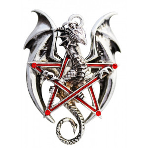 Pandantiv cu lantisor Carpe Noctum - dragon Pentadraca, placat cu argint, 4.5 cm