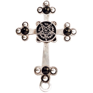Pandantiv cu lantisor, placat cu argint, Crucea Magiei Intunecate, Talisman pentru Intelepciune