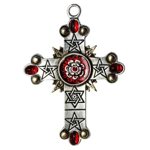 Pandantiv cu lantisor, placat cu argint, Crucea The Rose