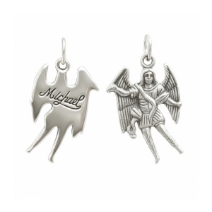 Pandantiv din Argint Arhanghelul Mihail, talisman pentru protectie si claritate, 24 mm