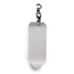 Pandantiv in forma de obelisc din Selenit, talisman pentru Purificare 5cm - Img 1