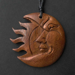 Pandantiv lemn Luna si Soare - Eclipsa - Img 1