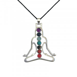 Pandantiv Meditatia si Cele 7 chakre, talisman pentru Echilibru, 5.5 x 4.5 cm