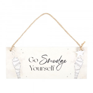 Placuta decorativa din lemn Go smudge yourself 20cm